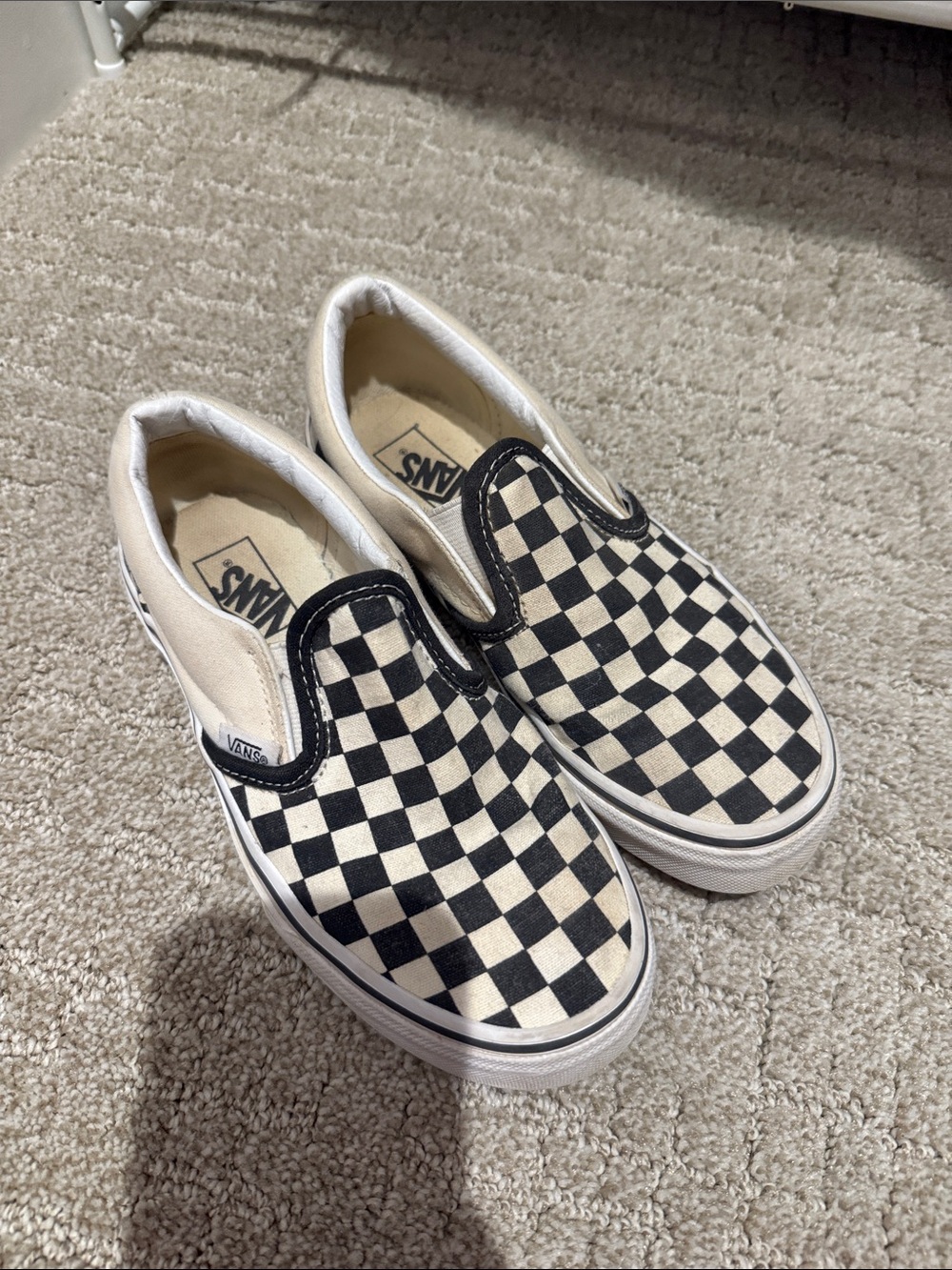 Vans Kids Checkerboard Slip-On Sneakers - Black & White